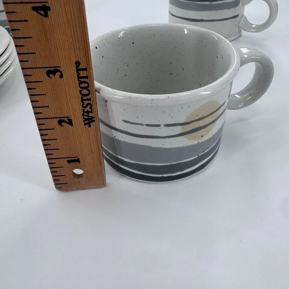 MIDWINTER STONEHENGE NIGHT CUPS AND SAUCERS ENGLAND Set Of 4 Fast Shipping
